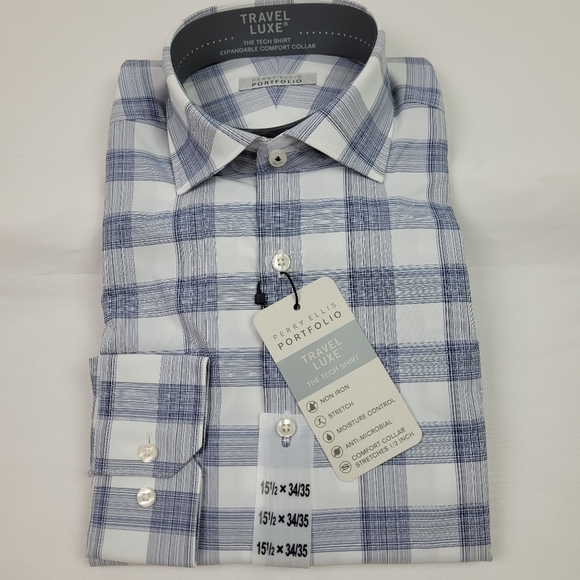 --SOLD---Perry Ellis Portfolio Tech Shirt Travel Button up - Picture 1 of 4